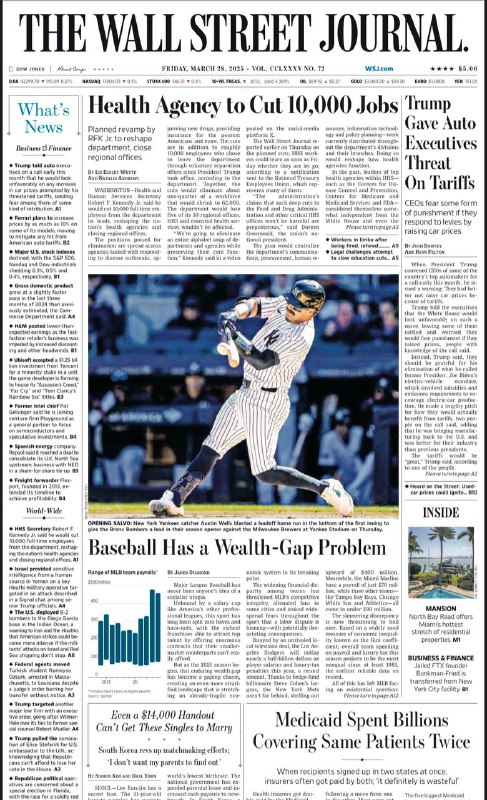 The Wall Street Journal-28.03.2025⚠️佛罗里达州特殊选举备受关注，共和党候选人面临挑战；特朗普撤回对埃莉斯·斯特凡尼克的联合国大使提名；美股主要股指下跌，受汽车关税等因素影响，通用汽车、Stellantis等汽车股大幅下挫，黄金价格上涨至创纪录高位，外汇、商品期货市场也有相应波动；美国2024年第四季度GDP增速略高于预期.....📌Download               #华尔街日报