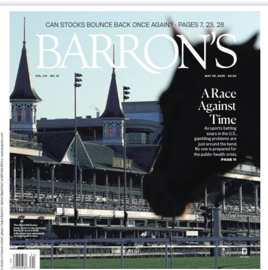 Barron's-26.05.2025⚠️美国体育博彩蓬勃发展，但各州仅将极小部分税收用于解决赌博成瘾问题，公共卫生危机隐现；谷歌面临“创新者困境”，AI布局滞后可能威胁其搜索主导地位；美债评级下调后，全球长端利率攀升....📌Download                 #巴伦周刊