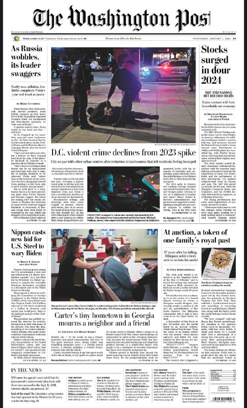 The Washington Post-1.01.2025⚠️俄罗斯在乌克兰战争中虽有进展，但损失惨重；弗吉尼亚、马里兰和华盛顿特区有多项新法律生效，涉及最低工资、交通罚款、医保等方面