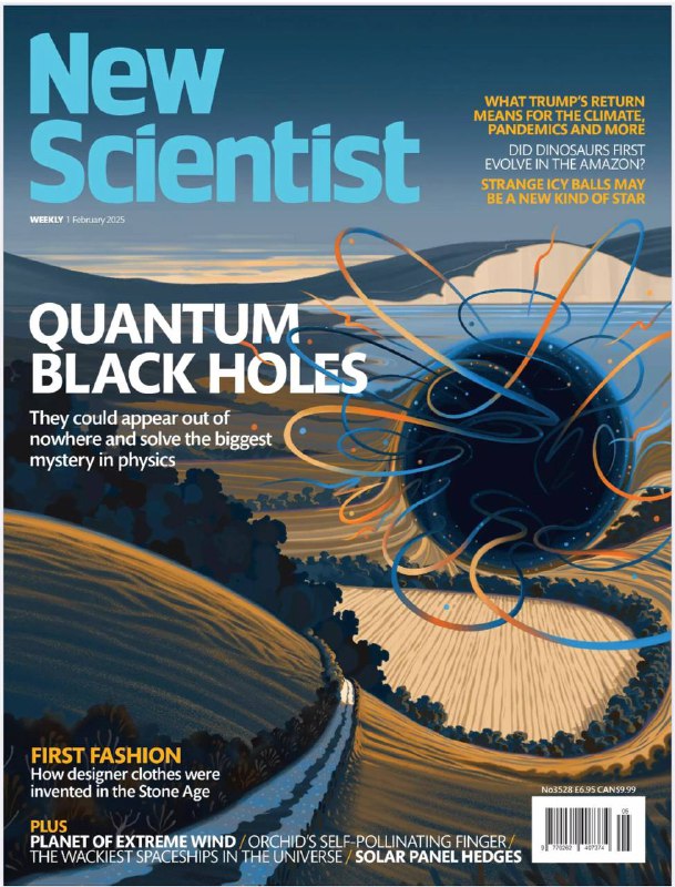 New Scientist-01.02.2025⚠️恐龙或起源于赤道附近，颠覆传统认知；新型超导材料在扭曲晶体中被发现，有望推动高效电子产品发展；注入血小板可缓解新冠导致的嗅觉丧失；新型透气电池或可用于可穿戴设备；大脑植入电极助瘫痪男子意念操控无人机；冷冻精子培育珊瑚取得进展；早期宇宙可能在大爆炸后2亿年就形成宜居行星；撒在农田的岩石粉尘或影响地球反照率....📌Download             #新科学家