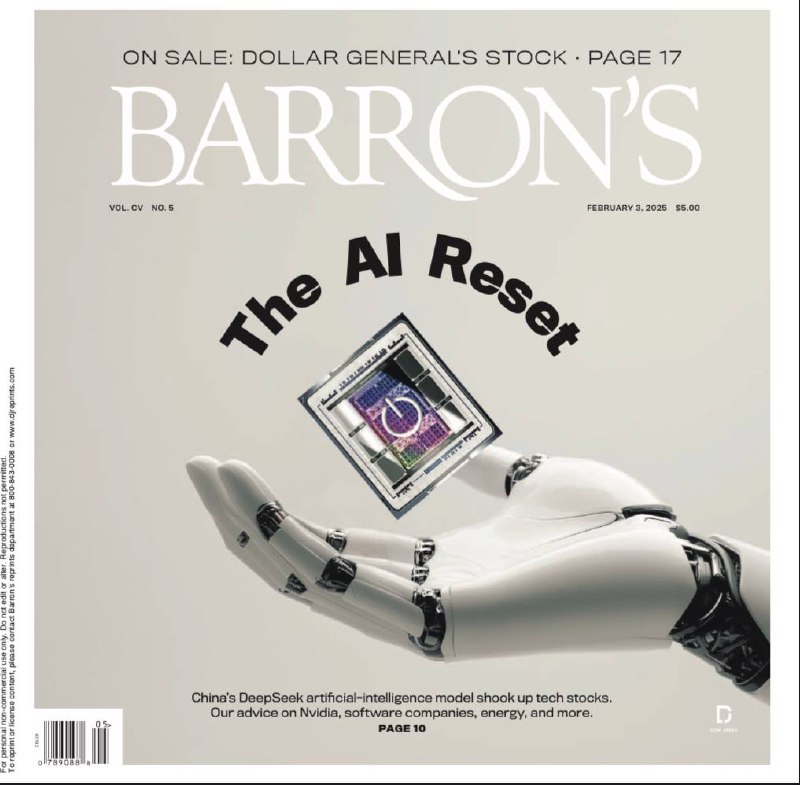 Barron's-03.02.2025⚠️中国AI实验室DeepSeek的出现引发科技行业变革；DeepSeek的消息使科技股大跌，后因公司财报和经济数据企稳，但特朗普的关税威胁又导致股市下跌；经济学家对经济衰退的预测存在分歧；桥水基金创始人Ray Dalio警告全球债务问题严重，美国需削减财政赤字以避免债务危机...📌Download            #巴伦周刊